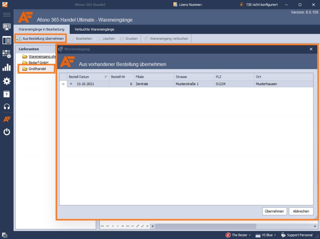 Kassensoftware Afono 365 Handel: Bestellungen übernehmen
